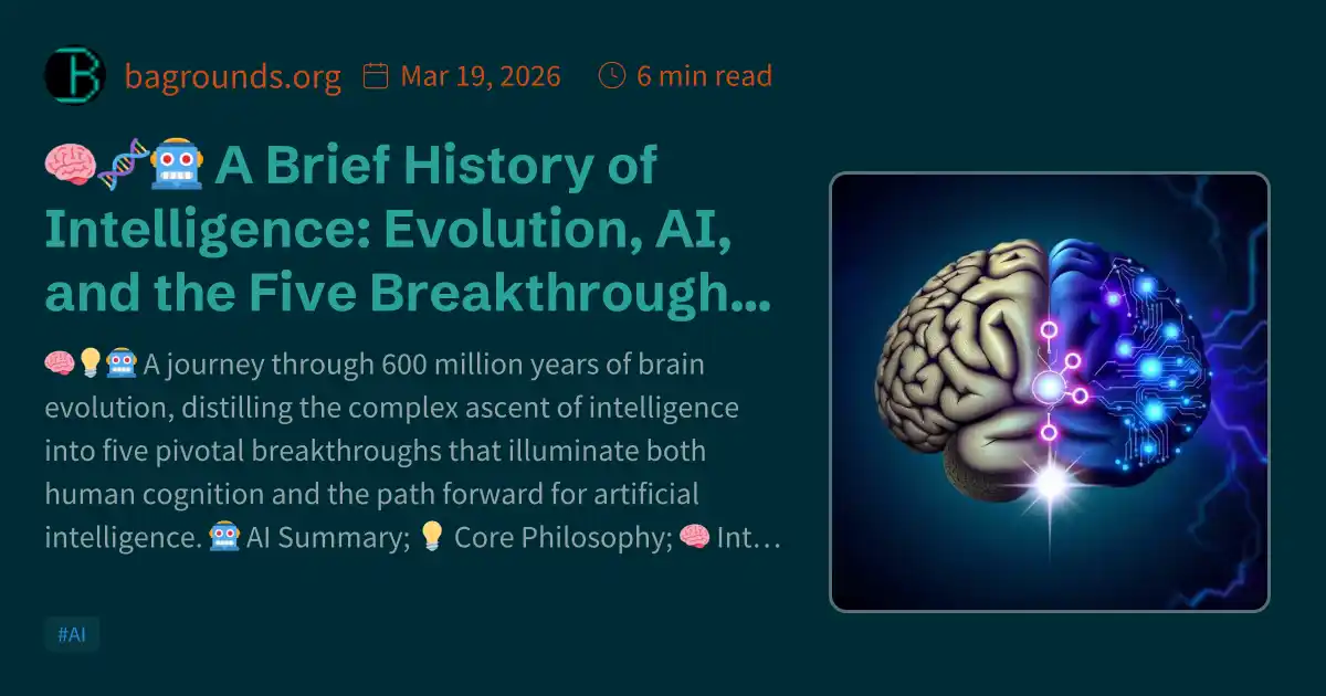 Intelligence Evolution Card 🧠🧬🤖 A Brief History of Intelligence: Evolution, AI, and the Five ...