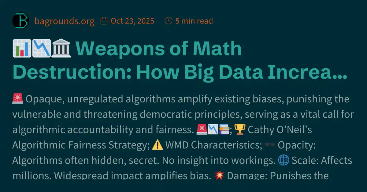 📊📉🏛️ Weapons of Math Destruction: How Big Data Increases Inequality and ...