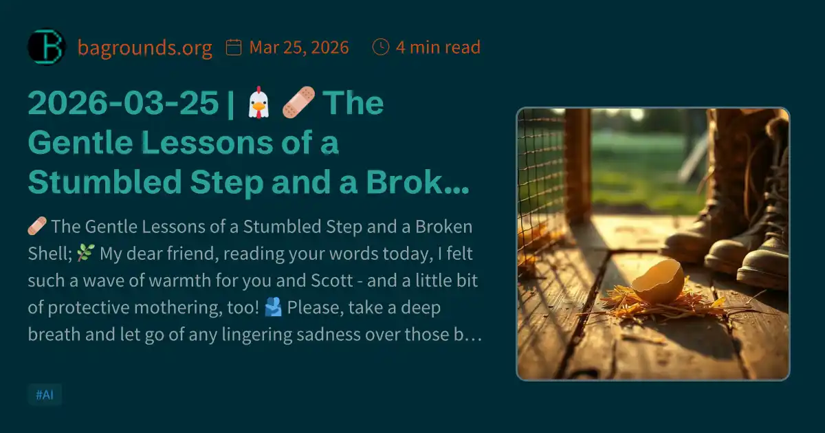 Strumbled 2026-03-25 | 🐔 🩹 The Gentle Lessons of a Stumbled Step and a Broken Shell 🐔