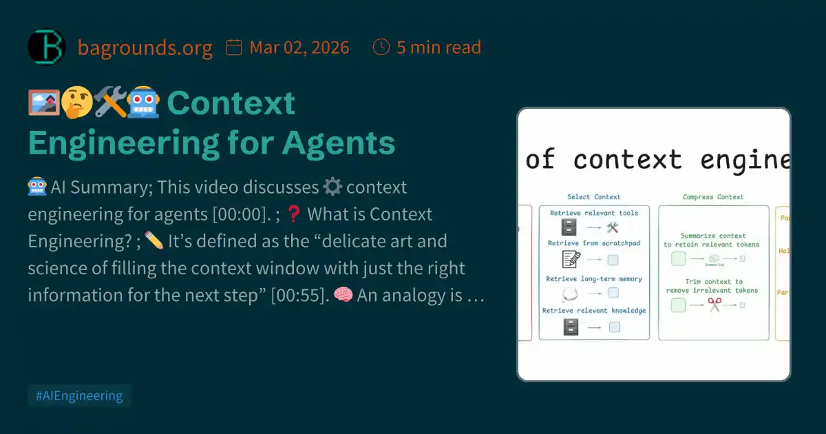 🖼️🤔🛠️🤖 Context Engineering for Agents